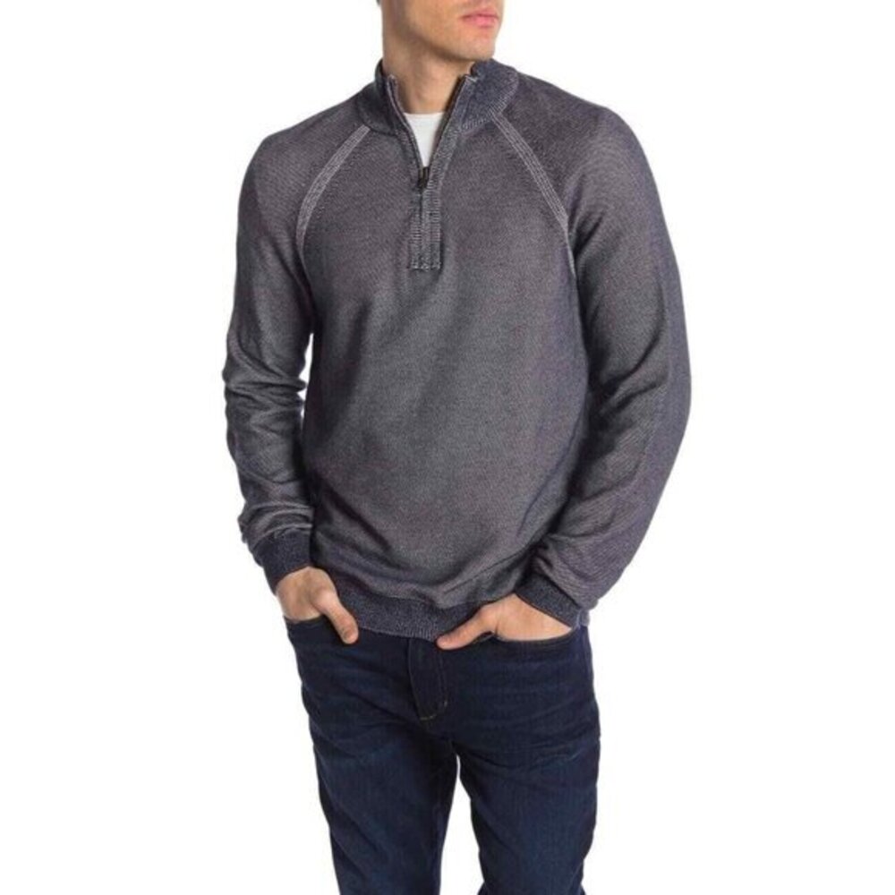 Tailor Vintage Birdseye Reversible 1/4 Zip Knit Pullover Size XL NWT